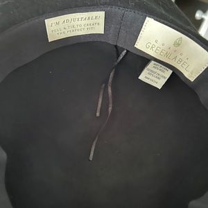 Black felt floppy hat with tan ribbon